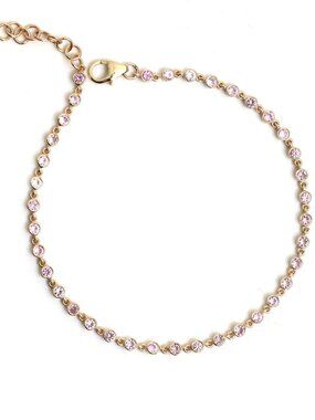 Pink Sapphire Diamond 14K (Custom) Yellow Gold Tennis Bracelet